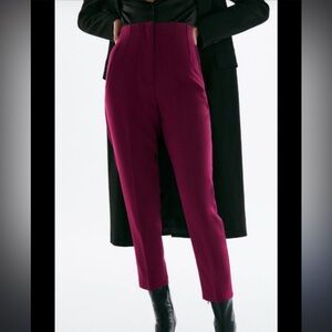 Zara High-Waist Pants in Burgundy - Size Small